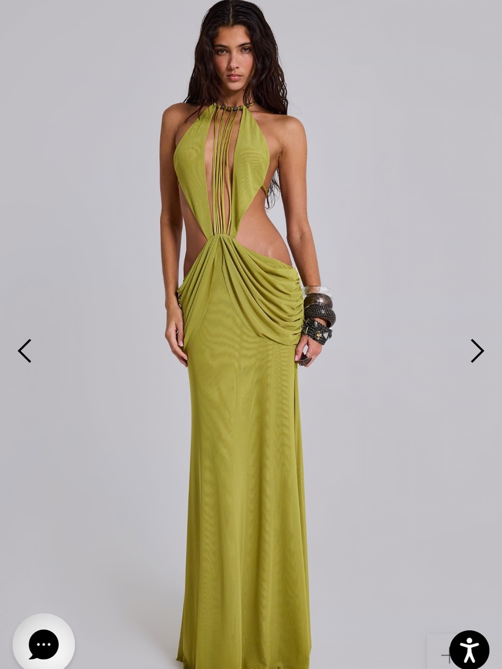 Jaded London Lime Green Backless Ruched Maxi Dress - Picture 5 of 6